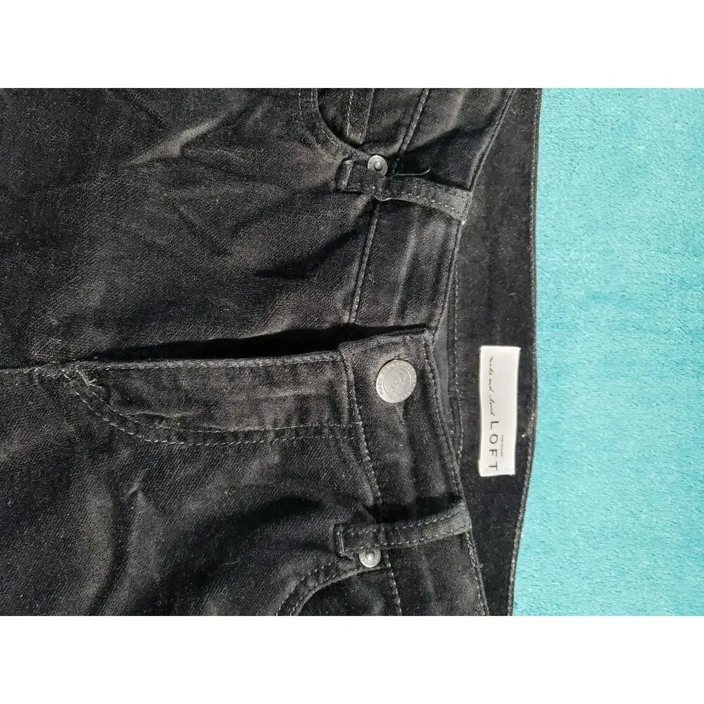 Loft Jeans Size 2 Women Black Pants Velvet Stretch Mid Rise Modern Skinny